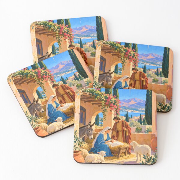 Item preview, Mediterranean Nativity Scene with Holy Family and Bethlehem Star designed and sold by Amalia Gutyz.