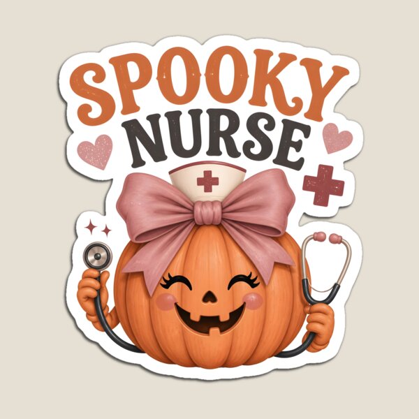 Item preview, Spooky Nurse Pumpkin Bow Fall Healthcare designed and sold by OliviaHayesArt.