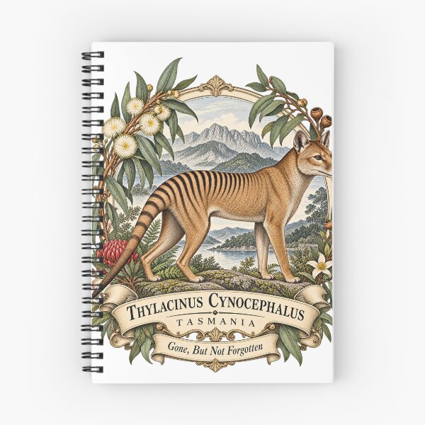 Item preview, Tasmanian Tiger — Thylacine Vintage Natural History Illustration designed and sold by Past in Threads.