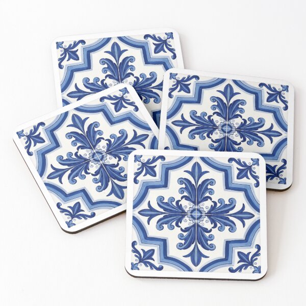 Aperçu de l'œuvre Azulejos Blu, carrelage au motif méditerranéen créée et vendue par CEARceramics.