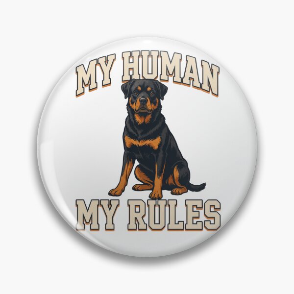 Artikelvorschau, Rottweiler – Lustiger Hund | Mein Mensch, meine Regeln entworfen und verkauft von No Excuses Supply.