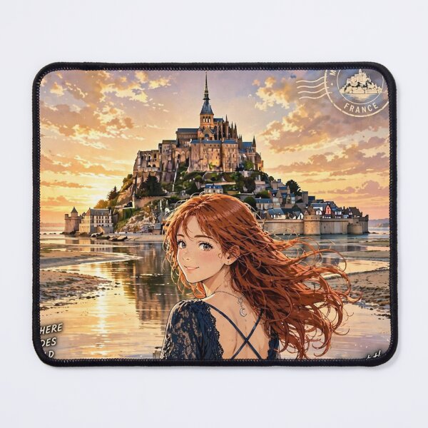 Item preview, Copy of Germany Neuschwanstein Castle with an Enchanting Redhead Traveler in Elegant Gothic Dress, Romantic Fairytale Mountain Landscape designed and sold by DibujandoPorfa.