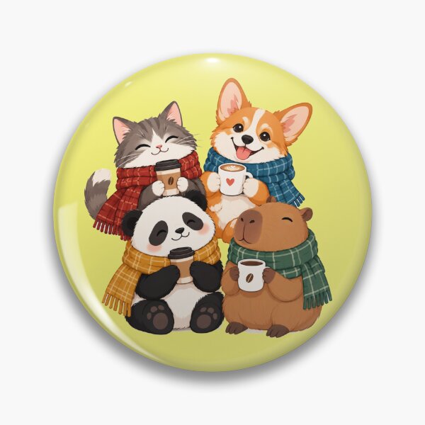 Item preview, Cute Autumn Animals Coffee Club Sticker Pack Cafe designed and sold by CorgiCoffeeHub.