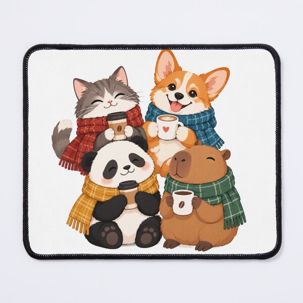 Item preview, Cute Autumn Animals Coffee Club Sticker Pack Cafe designed and sold by CorgiCoffeeHub.