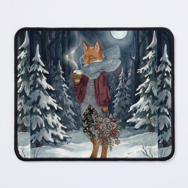 Item preview, Fox with Coffee in Winter Forest designed and sold by Merli7.