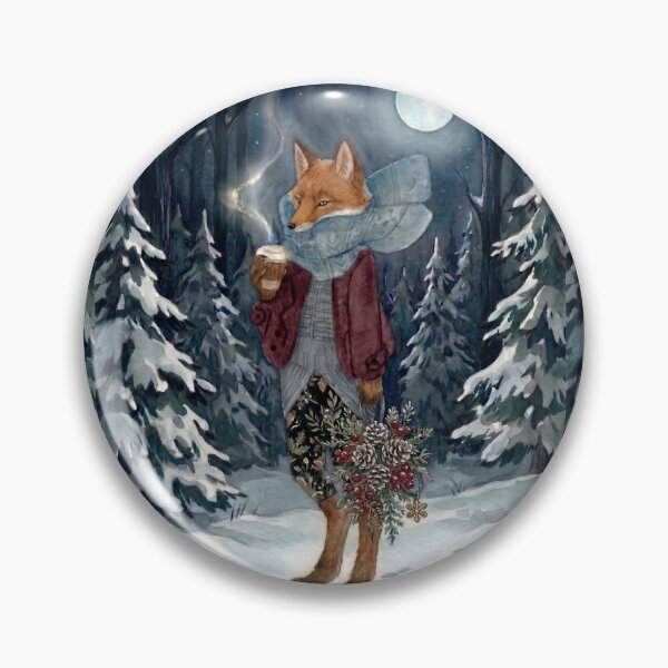 Item preview, Fox with Coffee in Winter Forest designed and sold by Merli7.