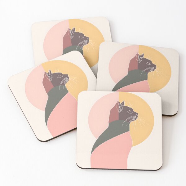 Item preview, Minimalist Cat Silhouette with Pastel Sun designed and sold by Purrista Studio.