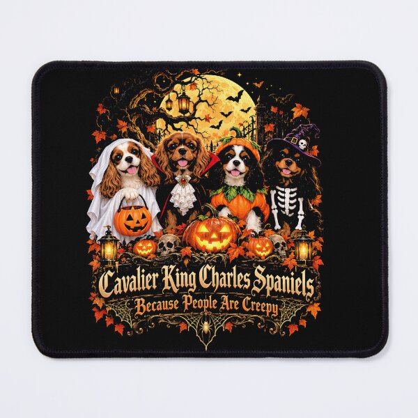 Item preview, Cavalier King Charles Spaniel Halloween Creepy Dogs Pumpkin Moon designed and sold by ArcaneArtistry.