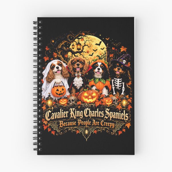 Item preview, Cavalier King Charles Spaniel Halloween Creepy Dogs Pumpkin Moon designed and sold by ArcaneArtistry.