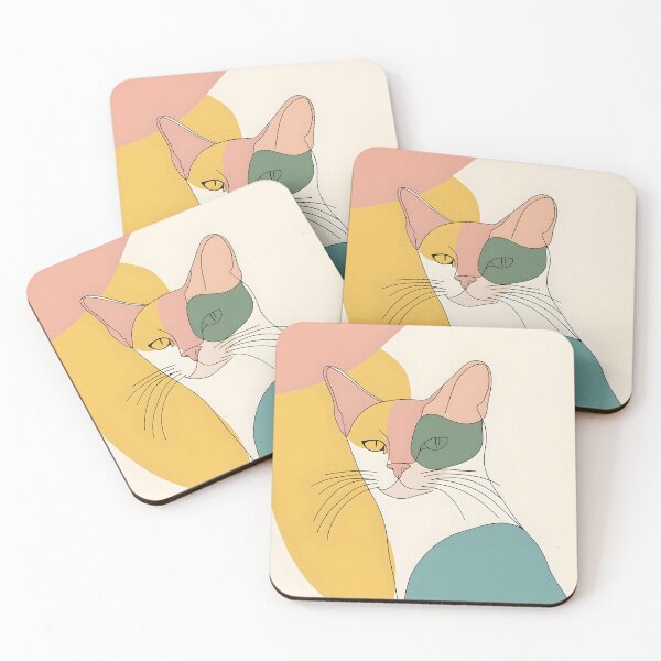 Item preview, Minimalist Line Art Cat Mustard and Sage designed and sold by Purrista Studio.