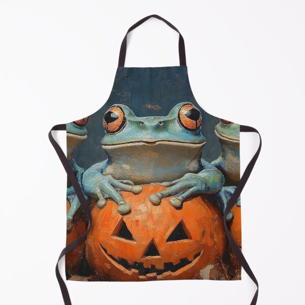Item preview,  Three Funny Frogs Halloween Pumpkin Art – Whimsical Vintage Animal Wall Decor designed and sold by elisarasada.