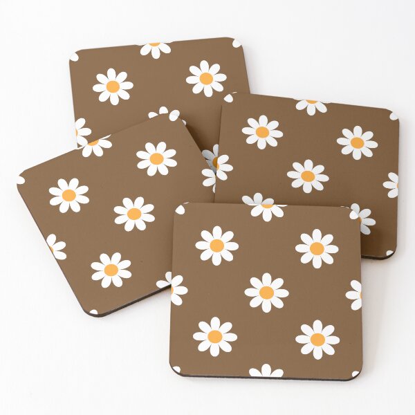 Item preview, Retro Ditsy Daisy in Brown and Saffron Orange designed and sold by YesterdayColl.