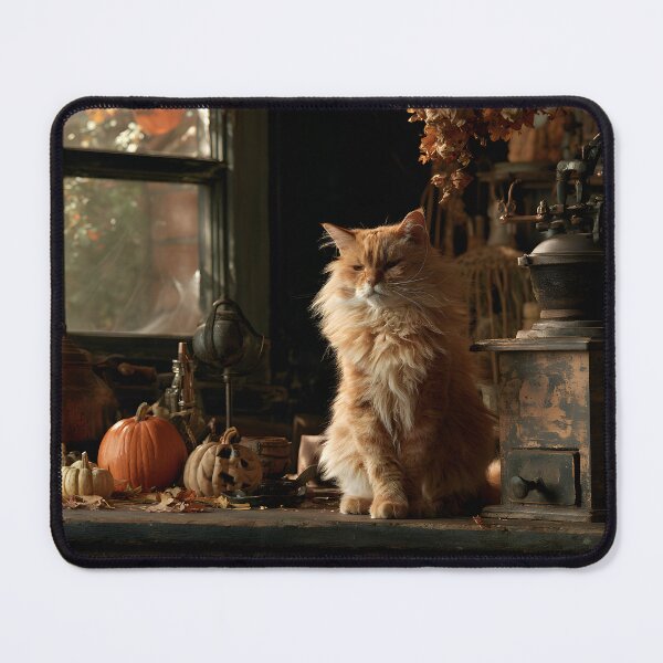 Item preview, Ginger Cat in an Autumn Coffee Corner designed and sold by Purrista Studio.