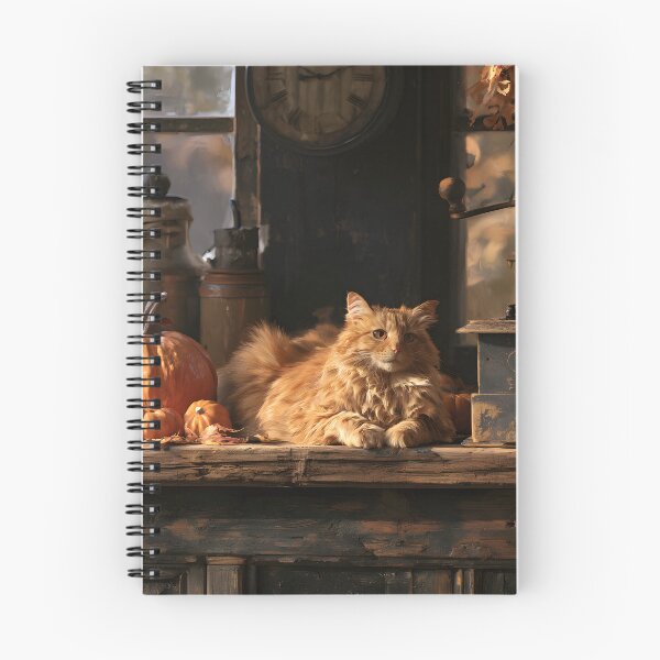 Item preview, Sleepy Ginger Cat with Pumpkins designed and sold by Purrista Studio.