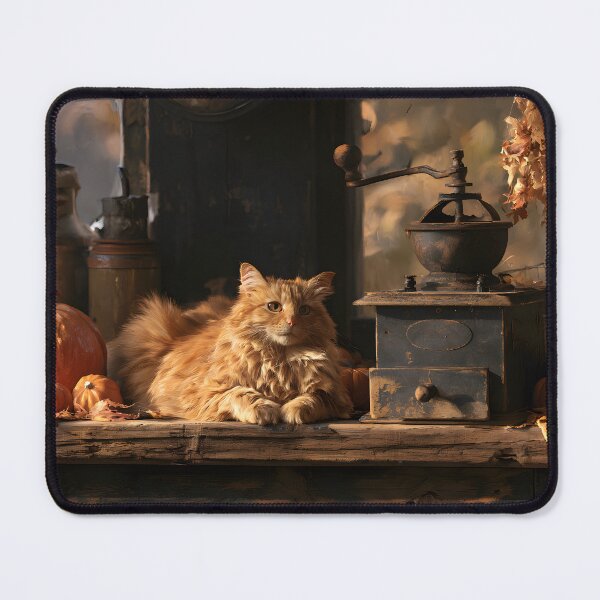 Item preview, Sleepy Ginger Cat with Pumpkins designed and sold by Purrista Studio.