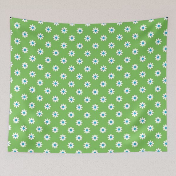 Item preview, Retro Ditsy Daisy in Apple Green and Turquoise designed and sold by YesterdayColl.