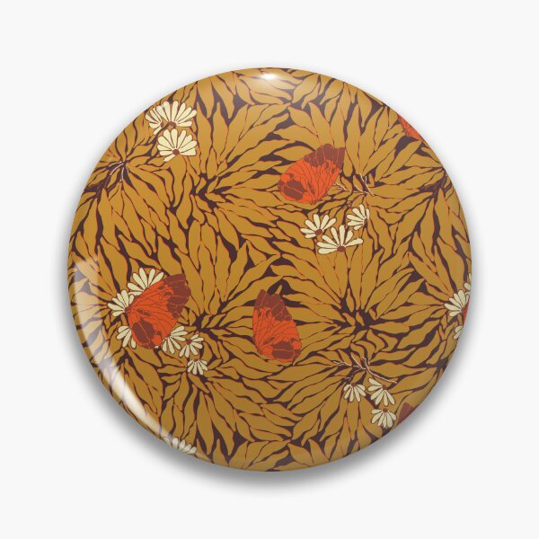 Item preview, Butterfly + Daisy Floral in 70s Brown + Goldenrod designed and sold by YesterdayColl.