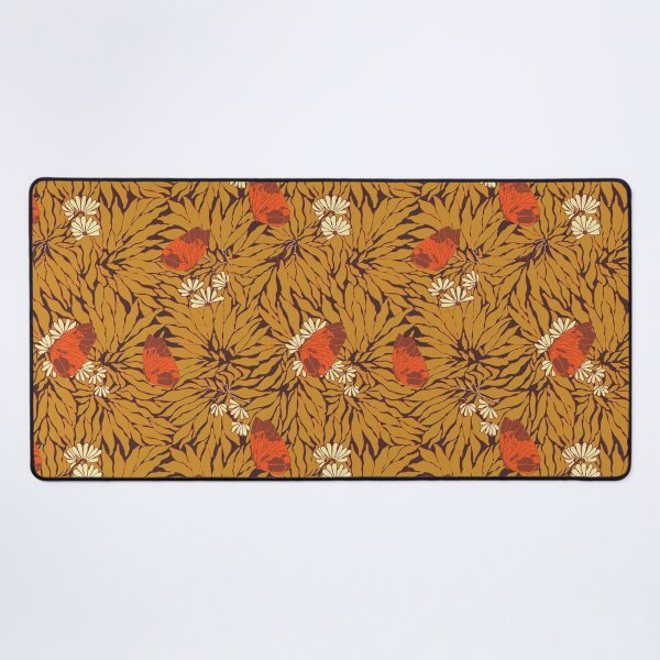 Item preview, Butterfly + Daisy Floral in 70s Brown + Goldenrod designed and sold by YesterdayColl.