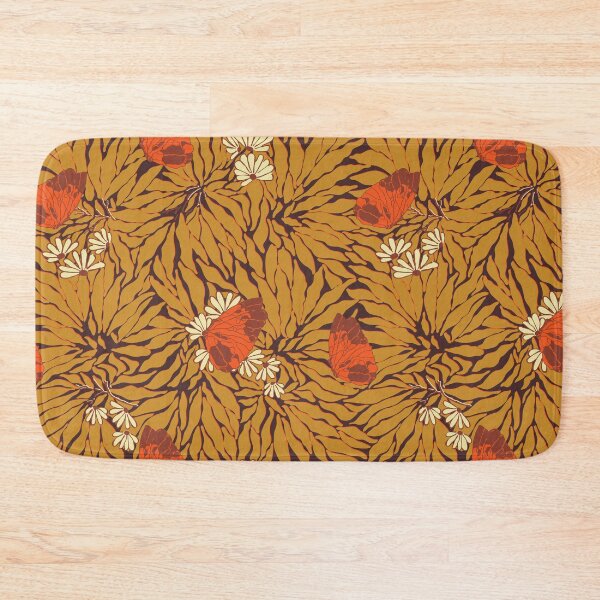 Item preview, Butterfly + Daisy Floral in 70s Brown + Goldenrod designed and sold by YesterdayColl.