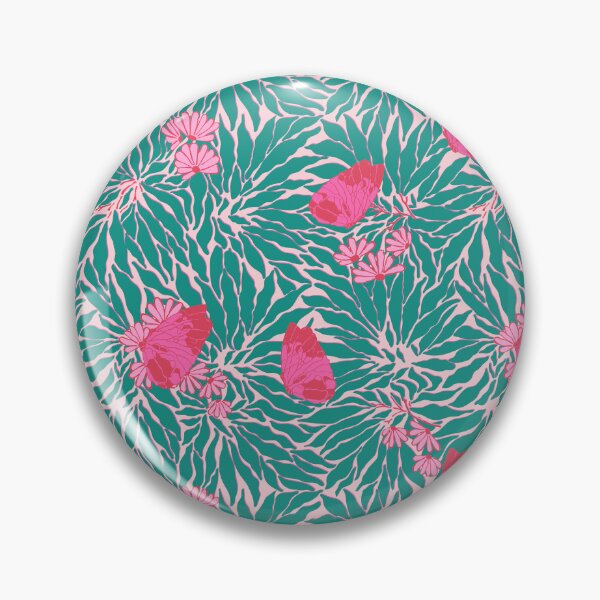 Item preview, Butterfly + Daisy Floral in Mint + Pink designed and sold by YesterdayColl.