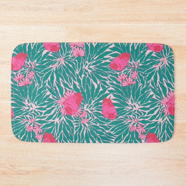Item preview, Butterfly + Daisy Floral in Mint + Pink designed and sold by YesterdayColl.