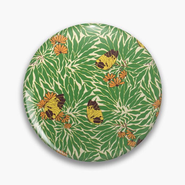 Item preview, Butterfly + Daisy Floral in 70s Yellow + Brown designed and sold by YesterdayColl.