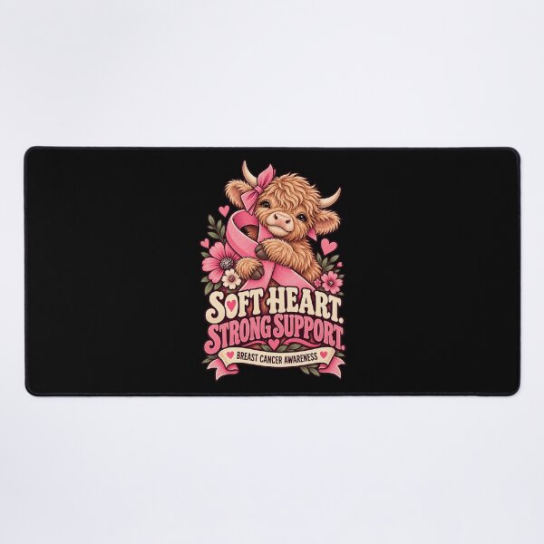 Item preview, Soft Heart Strong Support - Highland Cow Breast Cancer Awareness designed and sold by MOTIFOLK.