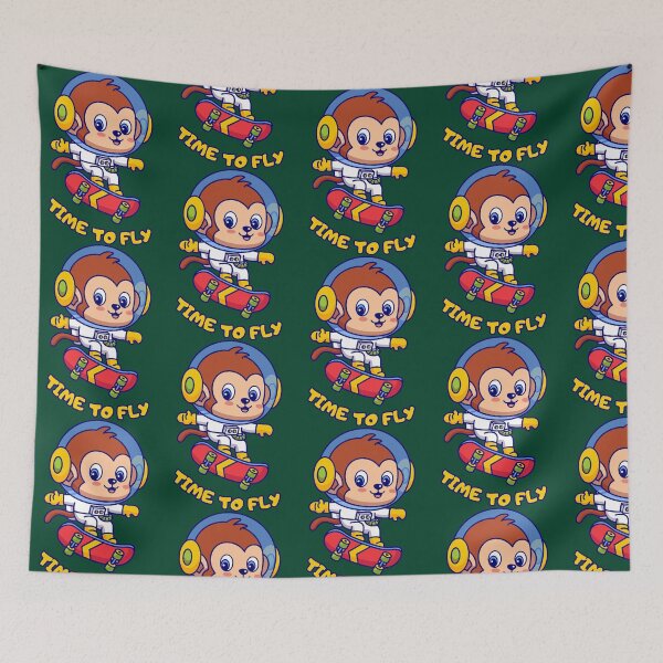 Item preview, a monkey in an astronaut suit on a flying skateboard Active  designed and sold by PoppyIslandShop.