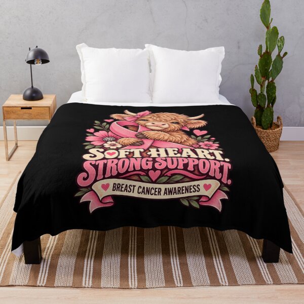 Item preview, Soft Heart Strong Support - Highland Cow Breast Cancer Awareness designed and sold by MOTIFOLK.