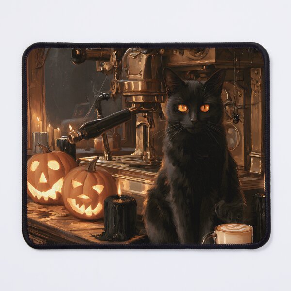 Item preview, Black Cat in a Haunted Espresso Bar designed and sold by Purrista Studio.