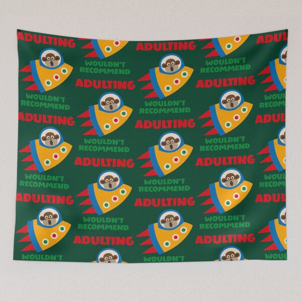 Item preview, Adulting, Wouldn_t Recommend - Sock Monkey in Colourful Flying Rocket designed and sold by PoppyIslandShop.