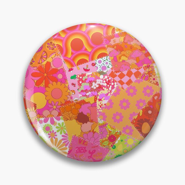 Artikelvorschau, Retro-Patchwork-Tagesdecke in Rosa und Orange entworfen und verkauft von YesterdayColl.