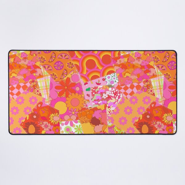 Item preview, Retro Patchwork Cheater Quilt in Pink + Orange designed and sold by YesterdayColl.