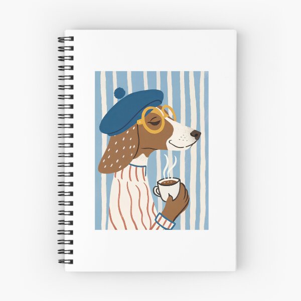Item preview, French Style Dog Drinking Coffee in Blue Beret designed and sold by Krasnovaovaova.