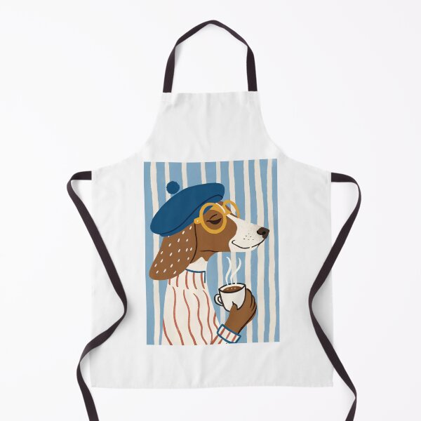 Item preview, French Style Dog Drinking Coffee in Blue Beret designed and sold by Krasnovaovaova.