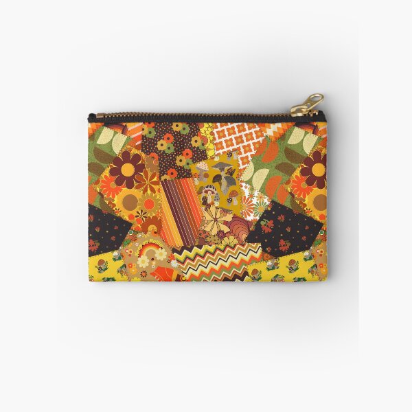 Item preview, Retro Patchwork Cheater Quilt in Orange + Brown designed and sold by YesterdayColl.
