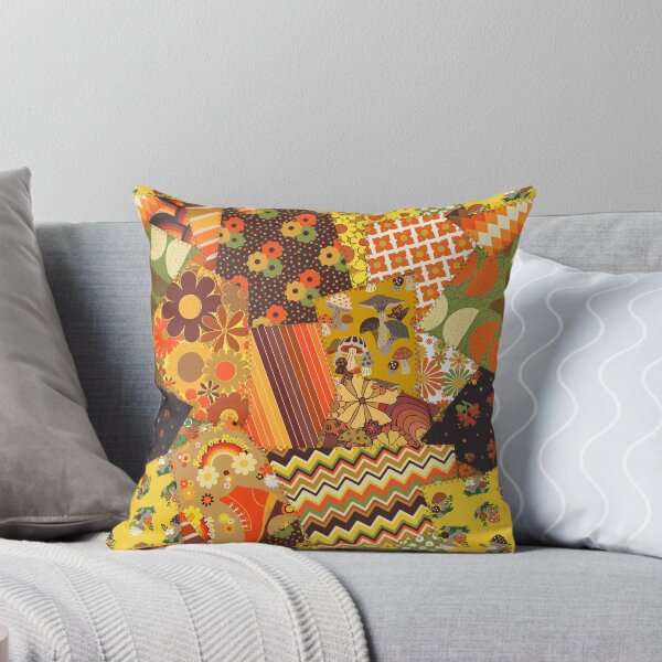 Item preview, Retro Patchwork Cheater Quilt in Orange + Brown designed and sold by YesterdayColl.