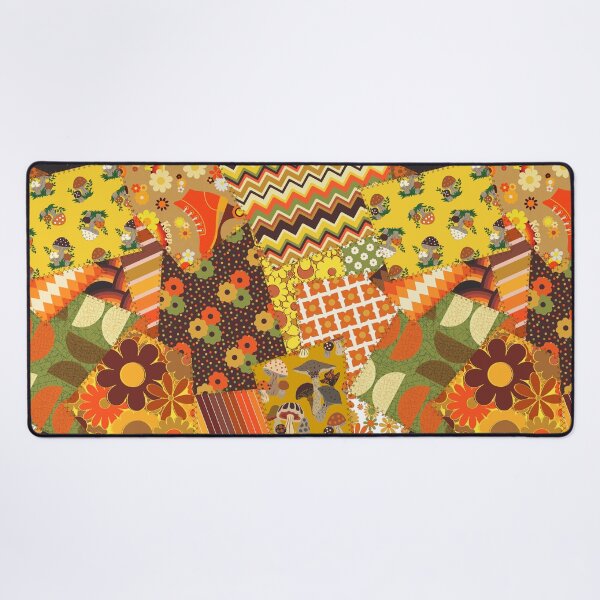 Item preview, Retro Patchwork Cheater Quilt in Orange + Brown designed and sold by YesterdayColl.