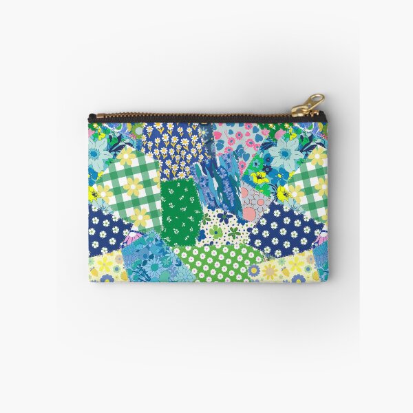 Item preview, Retro Patchwork Cheater Quilt in Green + Blue designed and sold by YesterdayColl.