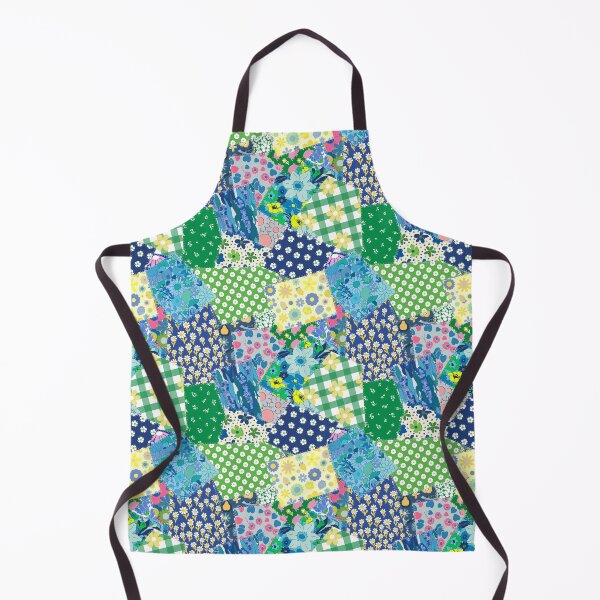 Item preview, Retro Patchwork Cheater Quilt in Green + Blue designed and sold by YesterdayColl.