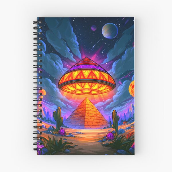 Item preview, Psychedelic Alien UFO Pyramid Cosmic Desert Art designed and sold by Lunat1kk.