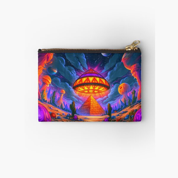 Item preview, Psychedelic Alien UFO Pyramid Cosmic Desert Art designed and sold by Lunat1kk.