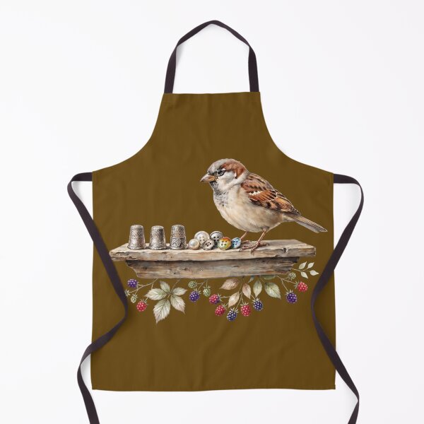 Item preview, Sparrow with Thimbles and Vintage Buttons designed and sold by Merli7.
