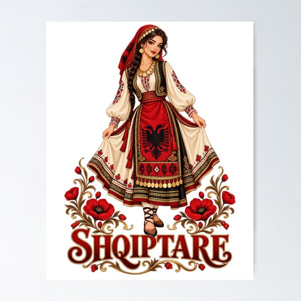 Item preview, Mujer albanesa con traje tradicional Shqiptare Design designed and sold by VisualLine.al.