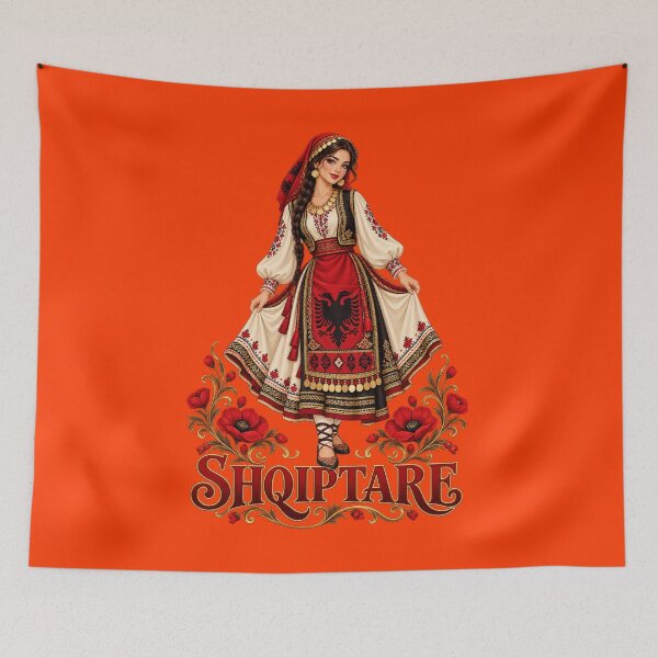 Item preview, Albanian woman in traditional dress Shqiptare Design designed and sold by VisualLine.al.