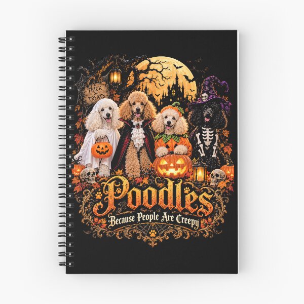 Item preview, Best Seller Poodles’ Spooky Halloween Night Funny Vintage Retro Style designed and sold by ArcaneArtistry.