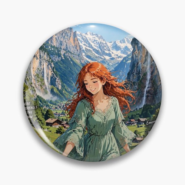Item preview, Switzerland Lauterbrunnen Valley - Traveler in Emerald Green Dress, Dreamy Alpine Mountains and Waterfalls designed and sold by DibujandoPorfa.