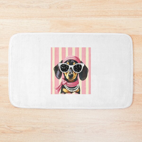 Item preview, Preppy Pink Dachshund with Pearl Necklace and Sunglasses designed and sold by Krasnovaovaova.