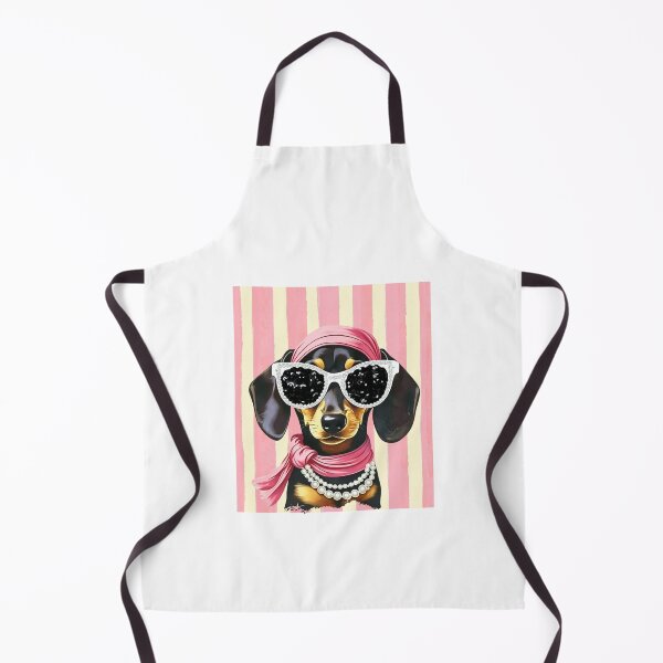Item preview, Preppy Pink Dachshund with Pearl Necklace and Sunglasses designed and sold by Krasnovaovaova.