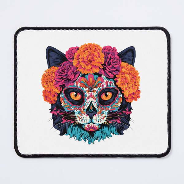 Item preview, Sugar Skull Black Cat with Marigold Crown designed and sold by Purrista Studio.